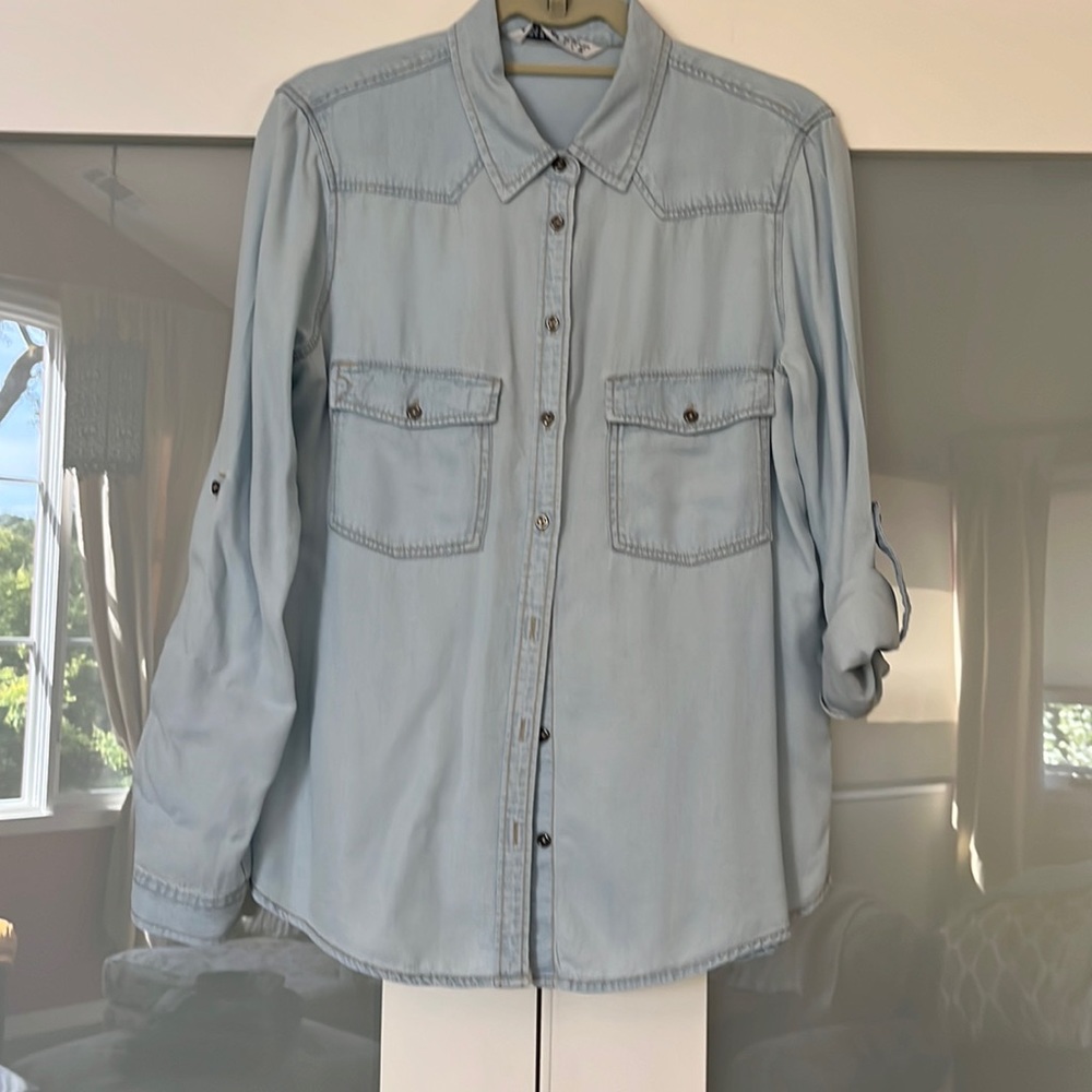 Zara Denim Shirt with Embroidery